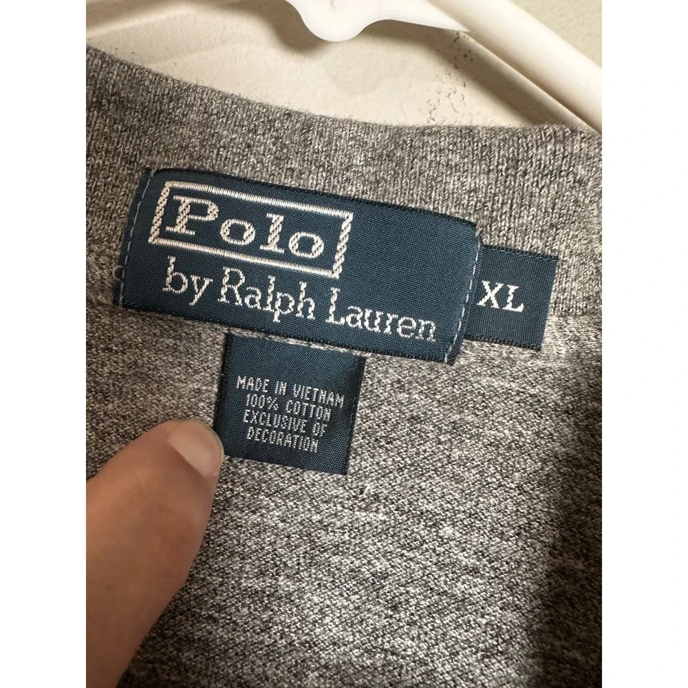 Polo Ralph Lauren Mens XL Heather Gray Short Sleeve Cotton Polo Shirt Green Pony